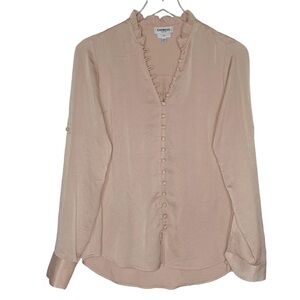 Express Portofino XS Button Front Shirt Dusty Pink Long Sleeve